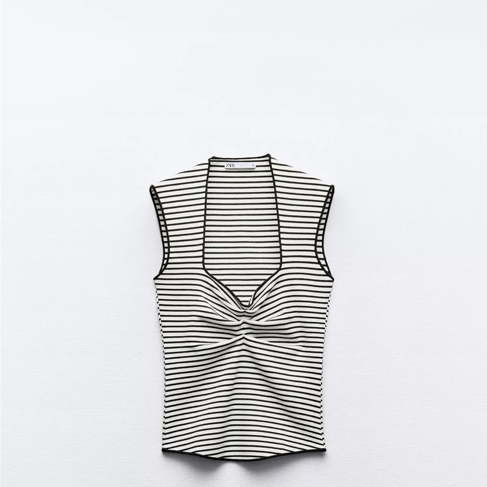 Striped Black and White Sleeveless Top